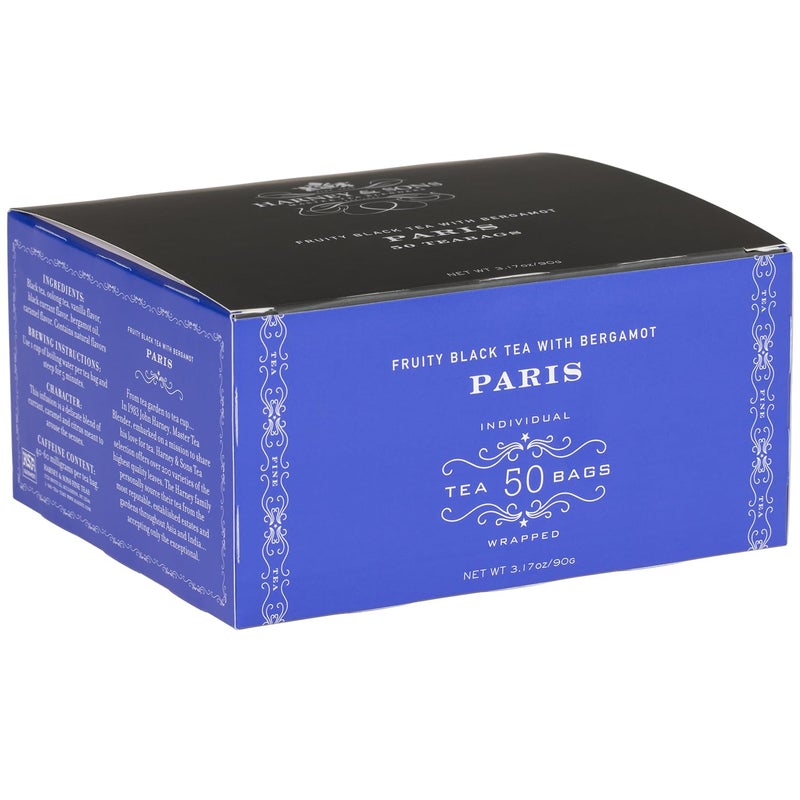 Harney & Sons Paris Black Tea | 50 Tea Bags | Fruity Vanilla & Caramel Blend with Hint of Lemony Bergamot - Image 1