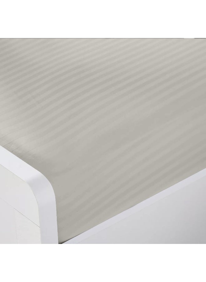 Rest Stripe Fitted Sheet Set Queen 160 X 200+30 Cm+ 2 Pillowcases 50 X 75 Cm Brushed Microfiber Premium Durable Quality Deep Pocket For A Perfect Fit Shrinkage Fade Resistant Light Brown  - Image 2