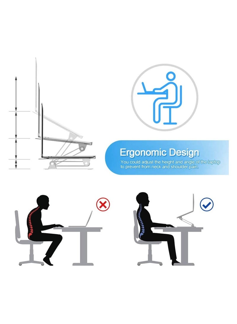 Adjustable Laptop Stand, Ergonomic Laptop Stand for Desk , Light Weight Aluminum Laptop Holder, Computer Stand Compatible with Mac MacBook Pro Air, Lenovo, HP, Dell and More - Image 2