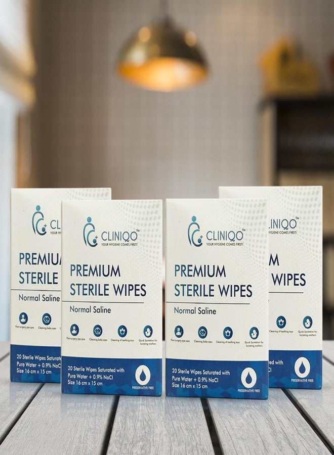 CLINIQO Premium Sterile Wipes, Saline Sanitation for Lactating Mothers, Post-Surgery Eye Care, Cleaning Teething Toys and Cleaning Baby Eyes 16 x 15 cm (Pack of 4) - Image 3