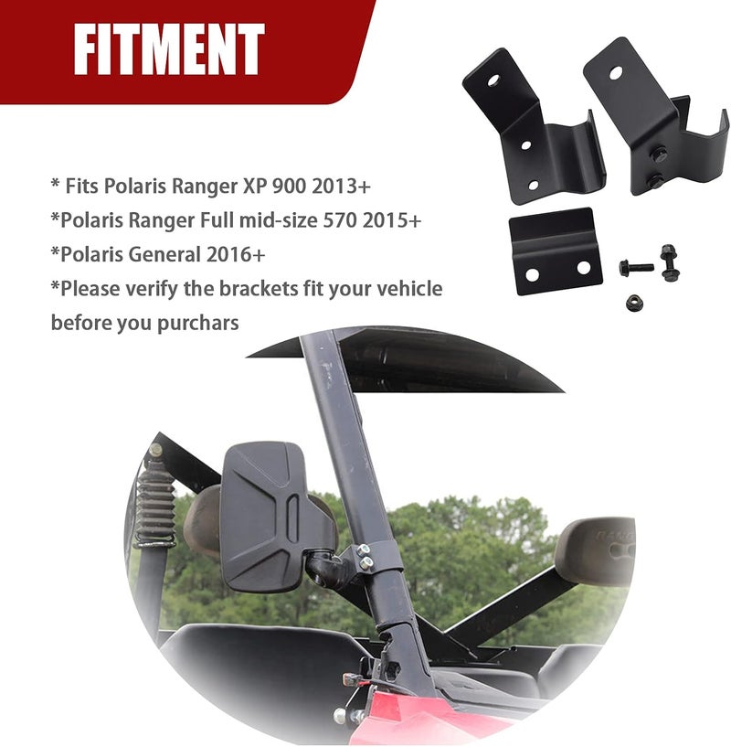 Wsays حاملات أضواء LED الأمامية من XJMOTO بدون حفر تناسب Polaris Ranger XP 900 570 ومتوسطة الحجم - Image 4