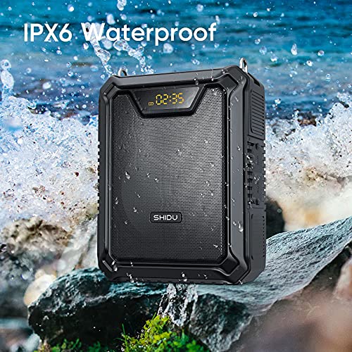 SHIDU 30W Voice Amplifier with Wireless Microphone, IPX6 Waterproof Amplifier Wireless & Wired Microphone Bluetooth Speaker Personal Megaphone for Teachers Meeting Speech Outdoors-M1000 - Image 5