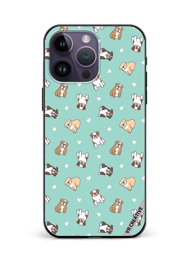 VR CREATIVE Protective Case Cover For Apple iPhone 16 Pro Max Cartoon Bulldog Dog Design Multicolour