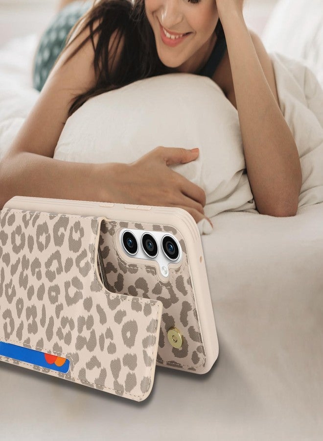 iCoverCase Compatible with Samsung Galaxy S23 FE Case with Card Holder, S23 FE Wallet Case for Women Men [RFID Blocking] PU Leather Protective Phone Case for S23 FE (Beige Leopard) - Image 5
