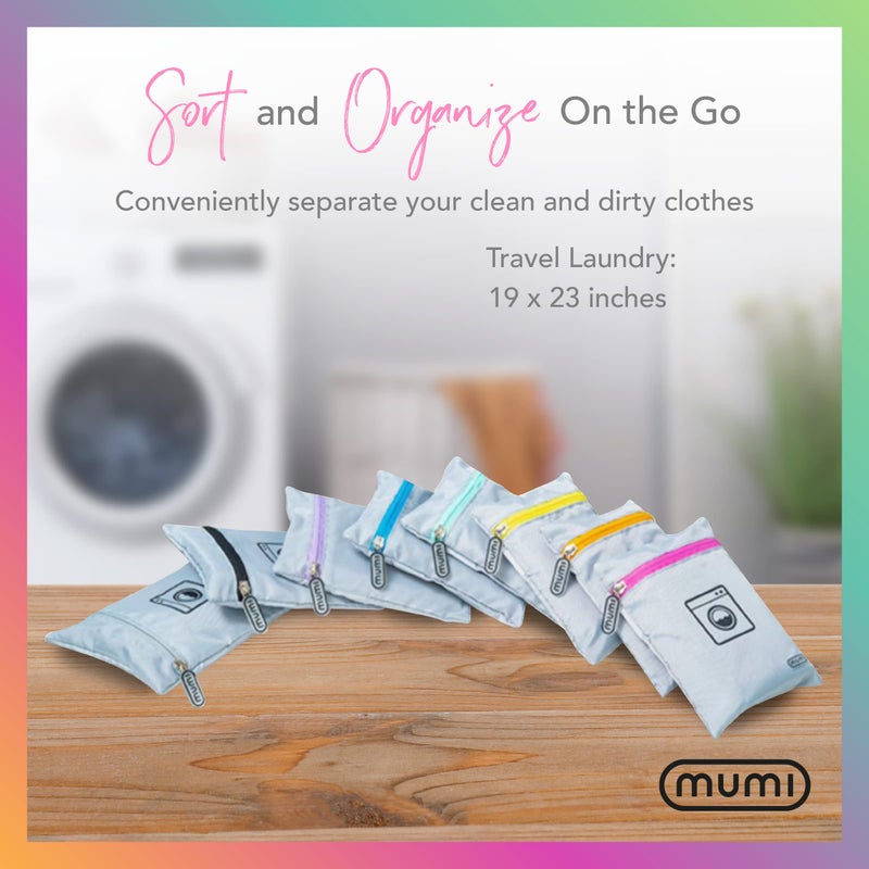 MUMI حقيبة غسيل للسفر من مومي، أكياس غسيل مقاومة للرطوبة والرائحة، تفصل الغسيل عن الملابس النظيفة مع شماعة قابلة للطي وحقيبة خارجية - Image 2