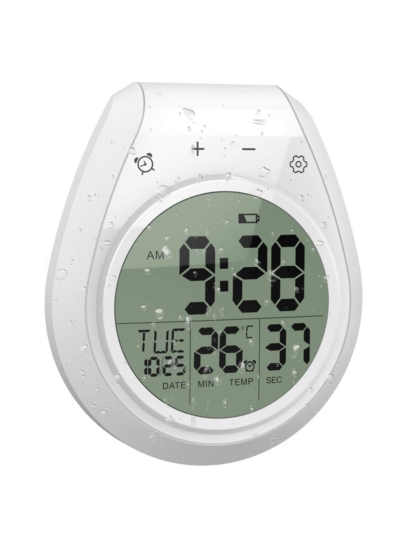 Digital Wall Waterproof Clock Timer, Bathroom Shower Kitchen Wall Clock with Alarm and Big LCD, Suction Cup Hanging Hole Countdown Timer - Image 1