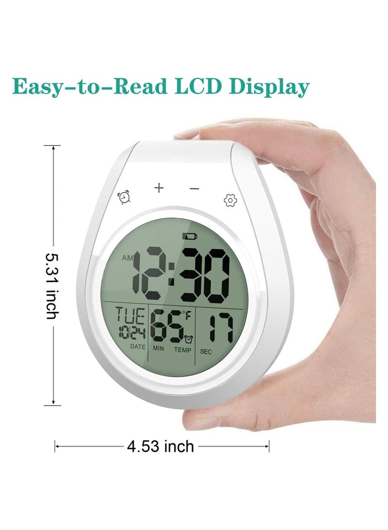 Digital Wall Waterproof Clock Timer, Bathroom Shower Kitchen Wall Clock with Alarm and Big LCD, Suction Cup Hanging Hole Countdown Timer - Image 5