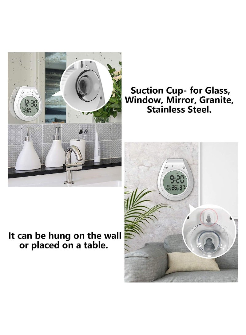 Digital Wall Waterproof Clock Timer, Bathroom Shower Kitchen Wall Clock with Alarm and Big LCD, Suction Cup Hanging Hole Countdown Timer - Image 3