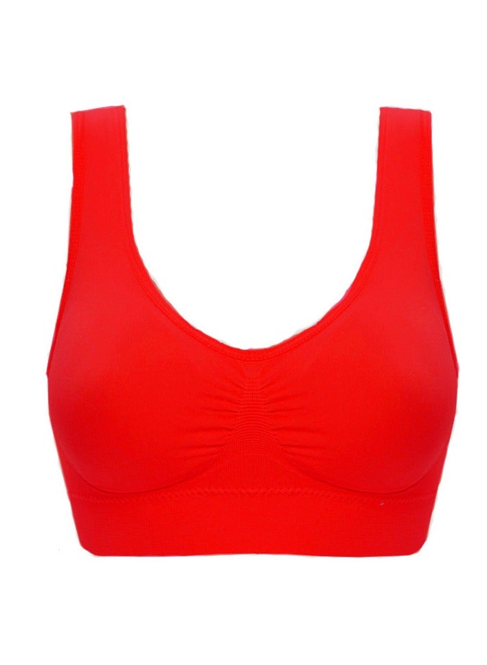 AROAQ Women Sports Bra, Fitness Sports Yoga Bra with Removable Padding, Double-layer Seamless Sports Bra without Rims, Comfortable Soft Bra for Workouts Running Yoga Trainings, (Size 5XL, Big Red)  - Image 1