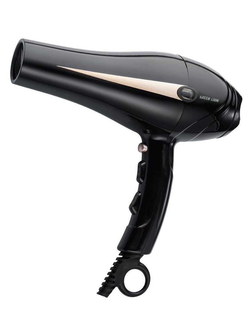 GREEN LION Professional Hair Dryer 2000W / Temperature Display / Removable Air Inlet / Auto Power Off / Powerful Motor / Ergonomic Grip / Gentle & Quick Hair Drying - Black - Image 1