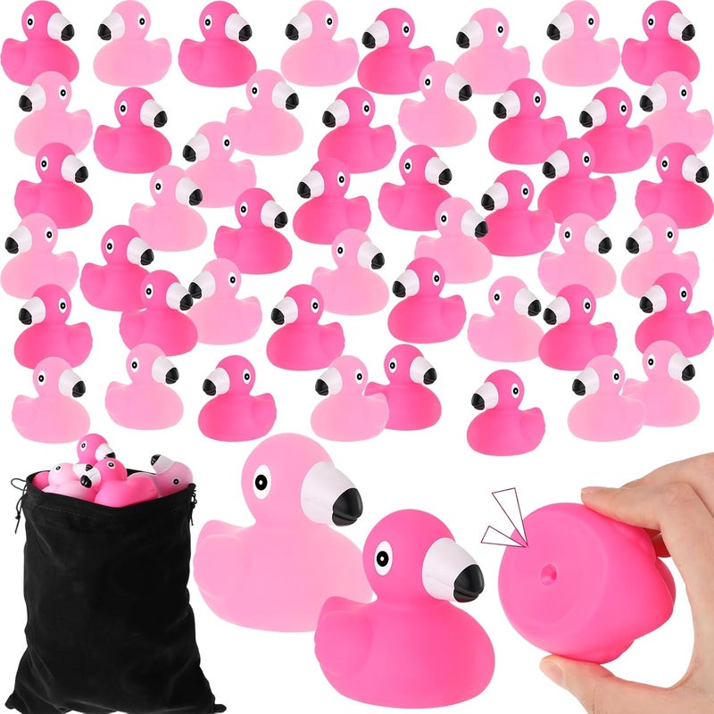Jerify Flamingo Rubber Duck Bulk Rose Pink Light Pink Flamingo Bath Floating Toys Summer Beach Rubber Ducks for Shower Toys Party Favors Decor Classroom Prize with Storage Bag48 Pcs - Image 1