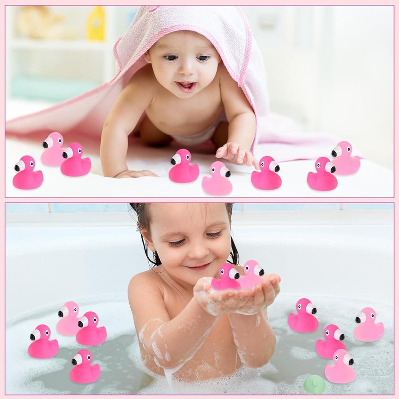 Jerify Flamingo Rubber Duck Bulk Rose Pink Light Pink Flamingo Bath Floating Toys Summer Beach Rubber Ducks for Shower Toys Party Favors Decor Classroom Prize with Storage Bag48 Pcs - Image 4