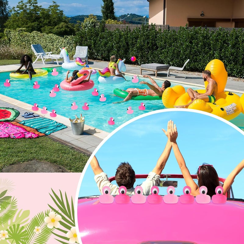 Jerify Flamingo Rubber Duck Bulk Rose Pink Light Pink Flamingo Bath Floating Toys Summer Beach Rubber Ducks for Shower Toys Party Favors Decor Classroom Prize with Storage Bag48 Pcs - Image 3