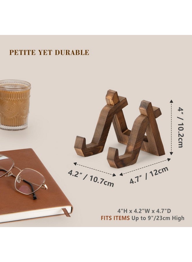 ANBOXIT Plate Display Stand, 4 Inch Plate Holder for Displaying, Decorative Picture Frame Dish Photo Plaque Platter Wood Stand - Image 3