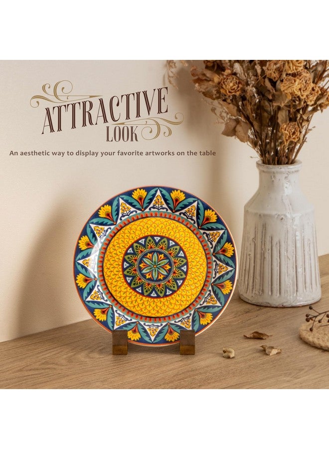 ANBOXIT Plate Display Stand, 4 Inch Plate Holder for Displaying, Decorative Picture Frame Dish Photo Plaque Platter Wood Stand - Image 2