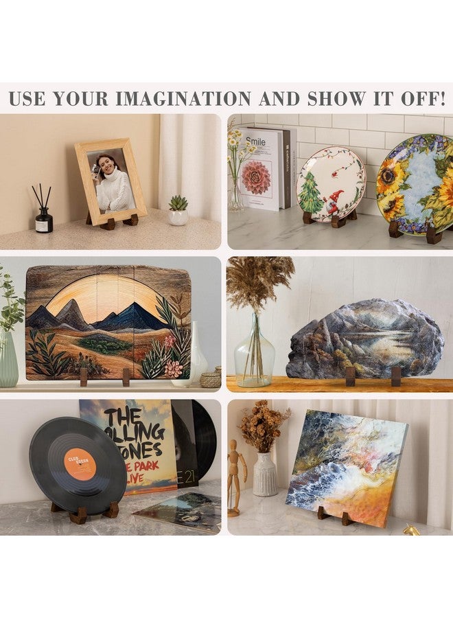 ANBOXIT Plate Display Stand, 4 Inch Plate Holder for Displaying, Decorative Picture Frame Dish Photo Plaque Platter Wood Stand - Image 5