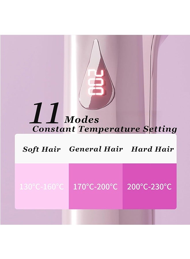 Beauenty Waver Curling Iron, 1.25 Inch 2 Barrel Double Negative Ion Curling Wand, 11 Adjustable Temperature, 30S Rapid Heating Curling Wand, Hair Curler Tool for Wide Deep Waves (Pink)  - Image 2
