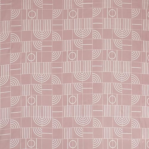 TIB Glace Cotton Elastic Fitted Double Super King Bedsheet With 2 Pillow Covers (72 X 78 X 12 Inches Fit Up To Mattress) King Size Bed Sheets, Pink Geometric, 300 Tc - Image 2