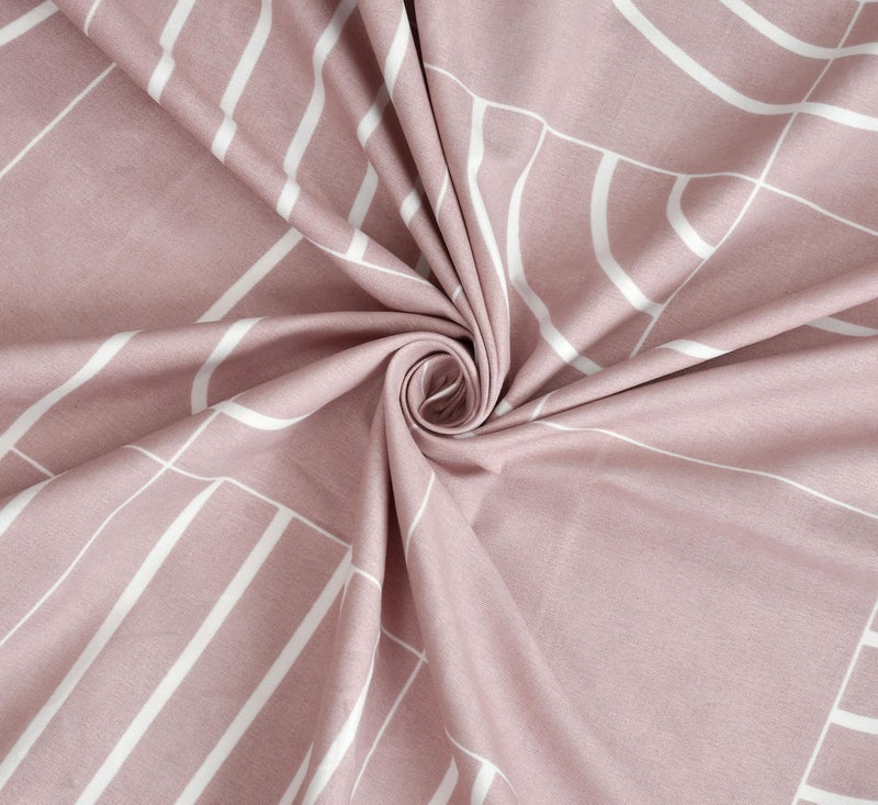 TIB Glace Cotton Elastic Fitted Double Super King Bedsheet With 2 Pillow Covers (72 X 78 X 12 Inches Fit Up To Mattress) King Size Bed Sheets, Pink Geometric, 300 Tc - Image 5