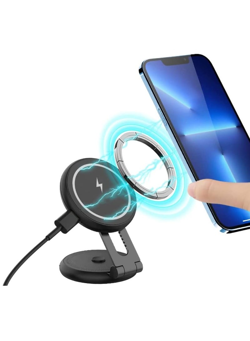 Magnetic Wireless Car Charger Mount Compatible with MagSafe Designed for Tesla Model 3/Y, 15W Fast Charging Magnetic Car Phone Mount Foldable Invisible Dashboard for iPhone 14/13/12  - Image 1