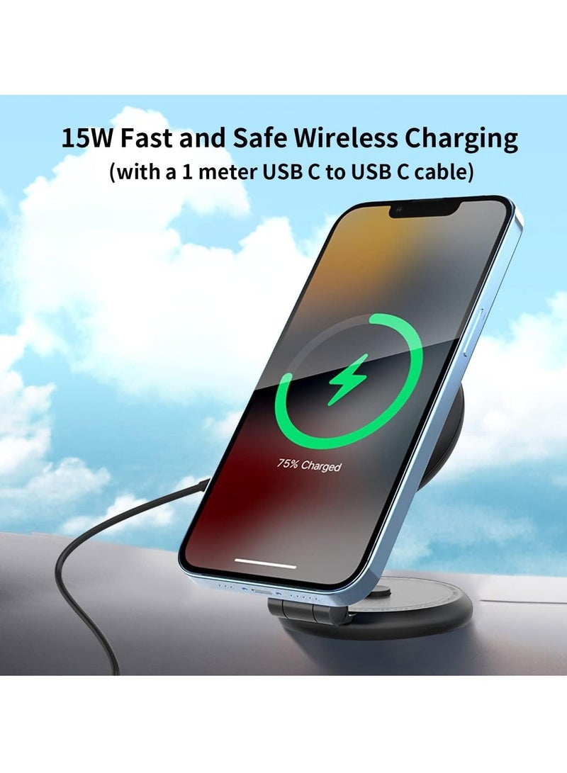 Magnetic Wireless Car Charger Mount Compatible with MagSafe Designed for Tesla Model 3/Y, 15W Fast Charging Magnetic Car Phone Mount Foldable Invisible Dashboard for iPhone 14/13/12  - Image 3