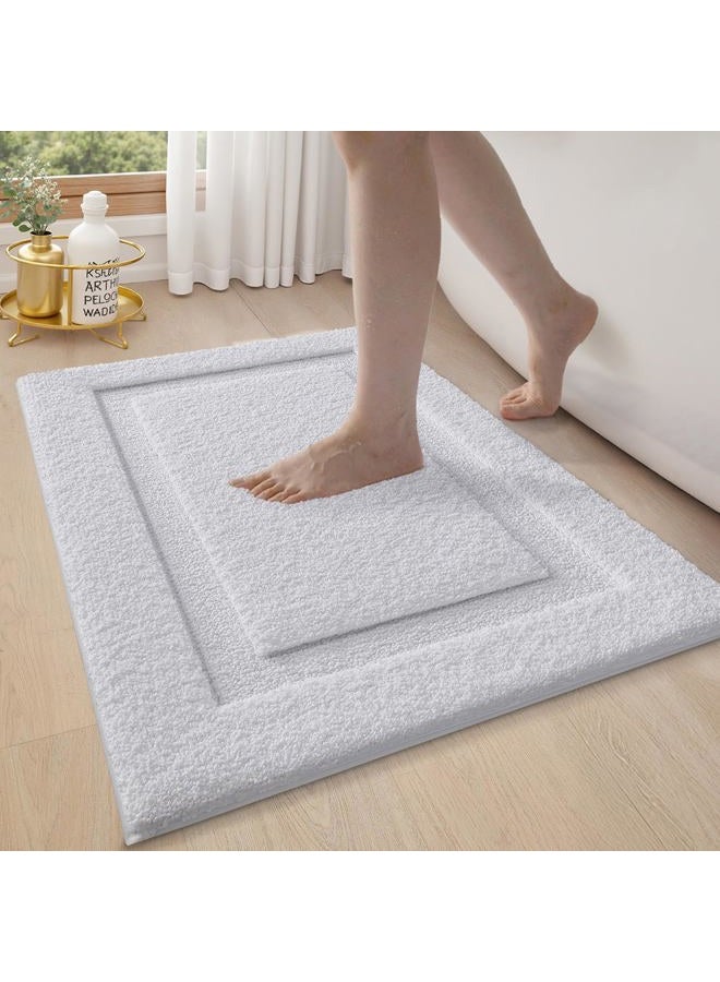 Lumi Ultra Soft Bathroom Rugs Non Slip with Rubber Backing, Absorbent Washable Bath Mat Quick Dry, Upgraded Premium Microfiber Plush Carpet for Bathtub and Shower Floor, White, 17x30 - Image 1