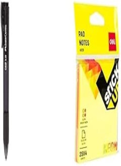 Faber Castell Grip X10 Ballpoint Pen 1.0 mm Black Ink - Black + Deli, Stick Up, Sticky Notes, EA02602, ASST., 76×76mm 3''×3'' 4 * 25 sheets, (1 PCS)
