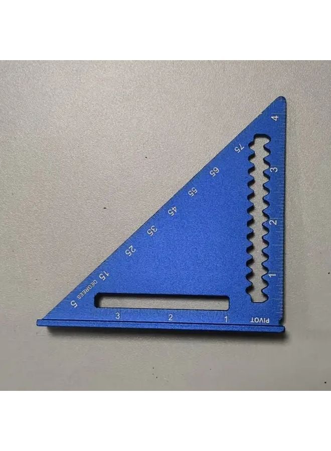 Blue 4 Inch Portable Square Ruler Aluminum Alloy Woodworking Measuring Tool 90 Degree Angle Imperial Scale - Image 1