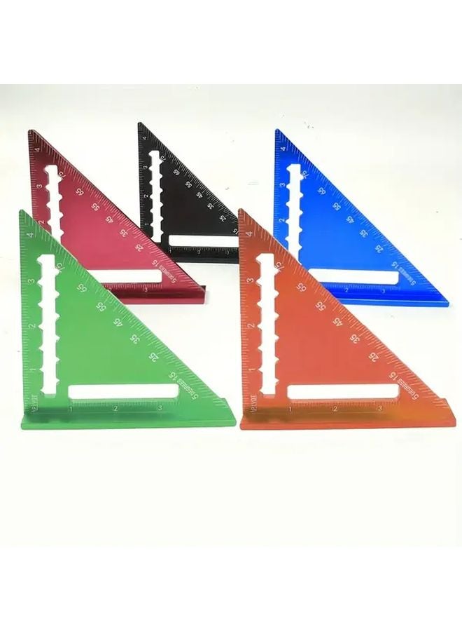 Blue 4 Inch Portable Square Ruler Aluminum Alloy Woodworking Measuring Tool 90 Degree Angle Imperial Scale - Image 5