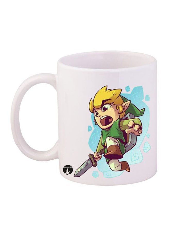 Anime The Legend Of Zelda Printed Mug White/Green/Yellow 11ounce