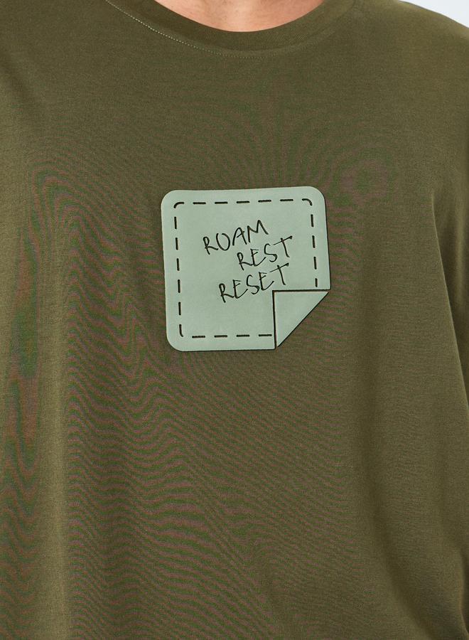 Styli Men Olive Graphic Print Oversized T-Shirt - Image 3