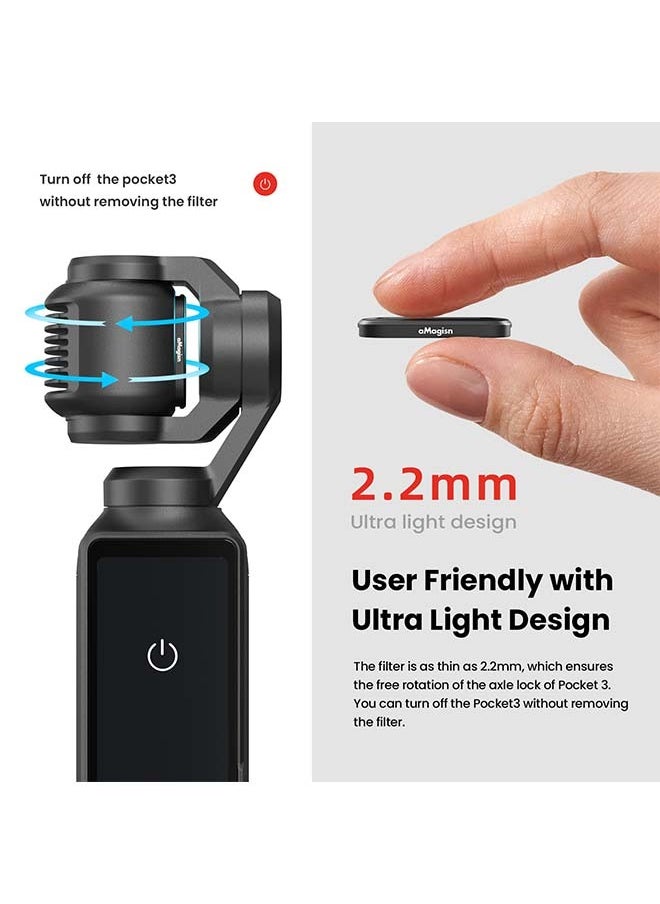 aMagisn aMagisn Premium Filters and Protective Lens for DJI Osmo Pocket 3 - Essential Accessories for Action Cameras (ND16/64/256 + CPL)  - Image 2