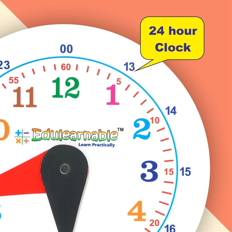 Edulearnable Store Toy Clock for Early Time Learning for Kids Gift for Little Boys Girls Educational Montessori Teach and Learn Dummy Ghadi Screen-Free Toys - Image 3