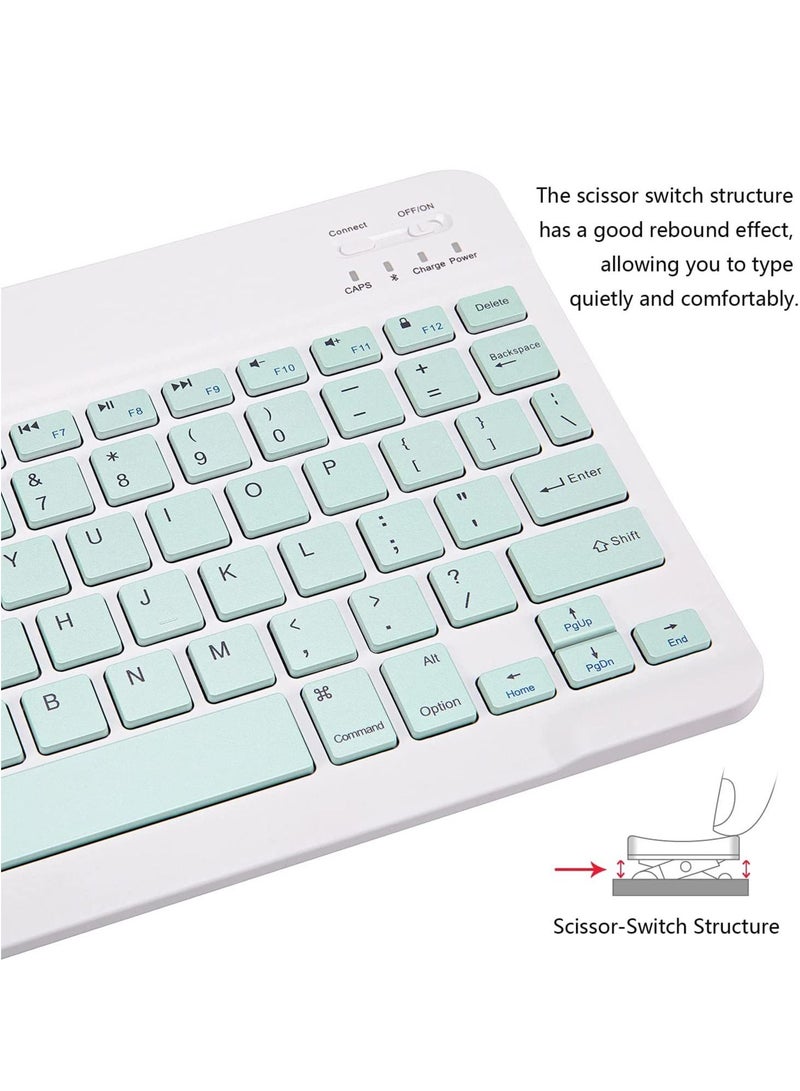 Ultra-Slim Bluetooth Keyboard and Mouse Combo Rechargeable Portable Wireless Keyboard Mouse Set for Apple iPad iPhone iOS 13 and Above Samsung Tablet Phone Smartphone Android Windows (Green) - Image 4