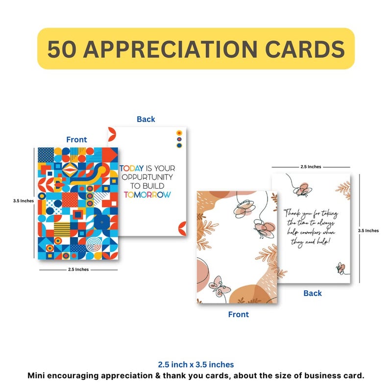 50 Inspiring Appreciation and Thank You Cards – For Colleagues, Friends, Employees, and Students. Business Card Sized. Inspirational, Motivational, Kindness Cards. Colourful Cards. Great Gifts - Image 3