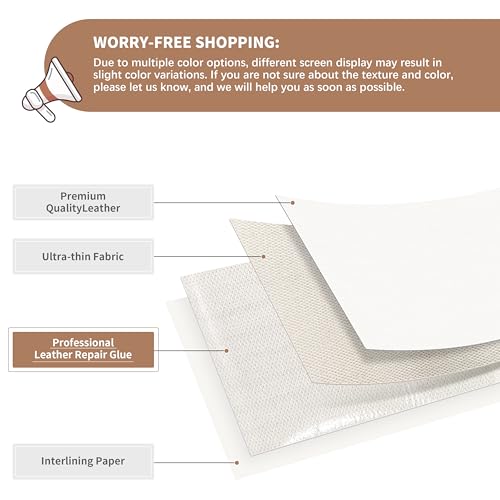 ONine Leather Repair Patch，Self-Adhesive Couch Patch，Multicolor Available Scratch Leather 8X11 Inch Peel and Stick for Sofas, Car Seats Hand Bags Jackets(Pearl White) - Image 2