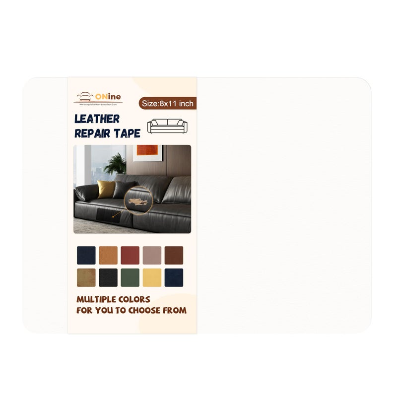 ONine Leather Repair Patch，Self-Adhesive Couch Patch，Multicolor Available Scratch Leather 8X11 Inch Peel and Stick for Sofas, Car Seats Hand Bags Jackets(Pearl White) - Image 3