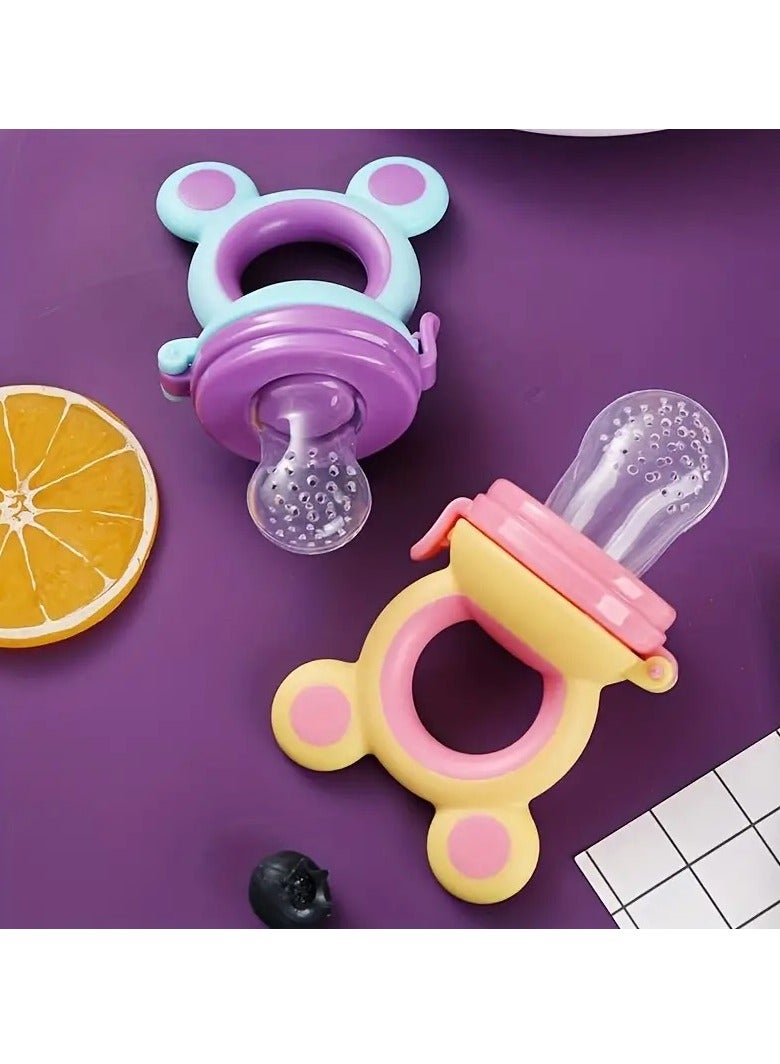 أطفال صغيرة وحدة تغذية الطفل: موسيقى الفواكه والخضروات، وعصيدة السيليكون، وحقيبة شبكية للخضروات - مثالية لمستلزمات الأم والطفل، بألوان متنوعة - Image 4