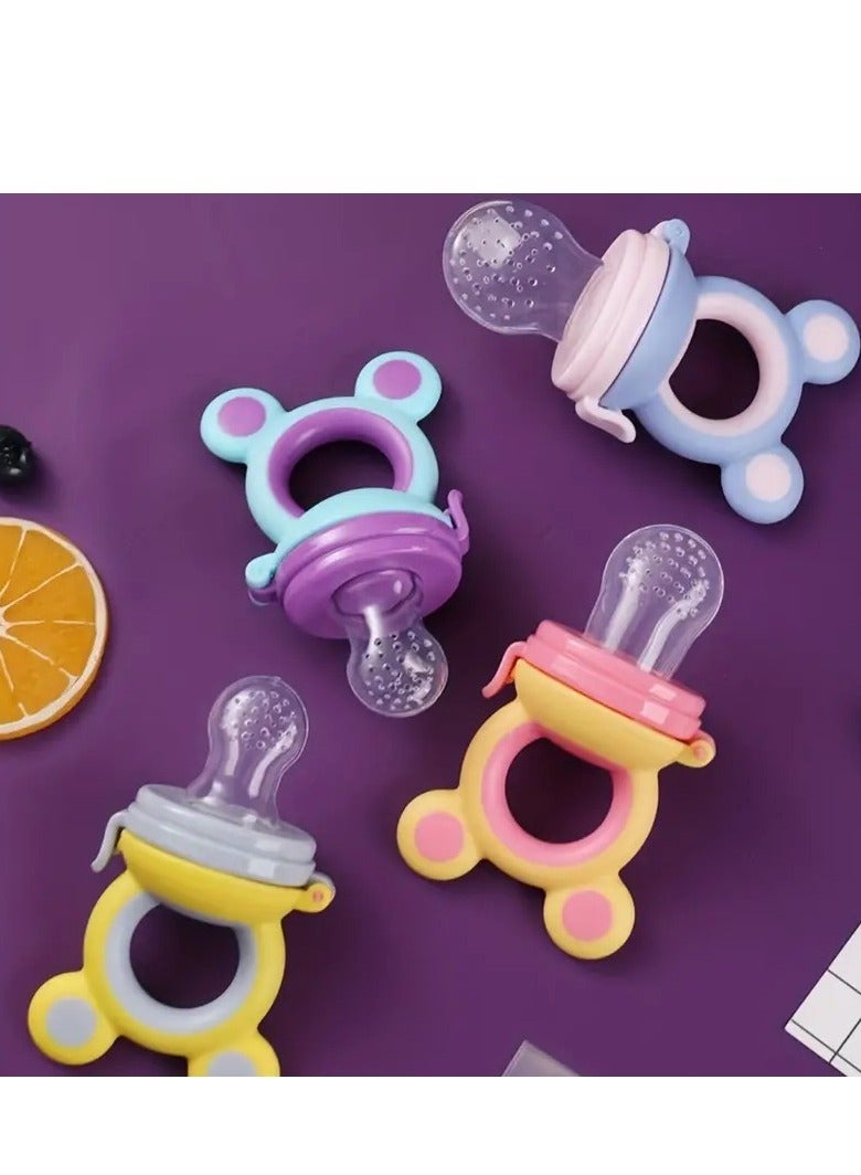 أطفال صغيرة وحدة تغذية الطفل: موسيقى الفواكه والخضروات، وعصيدة السيليكون، وحقيبة شبكية للخضروات - مثالية لمستلزمات الأم والطفل، بألوان متنوعة - Image 1