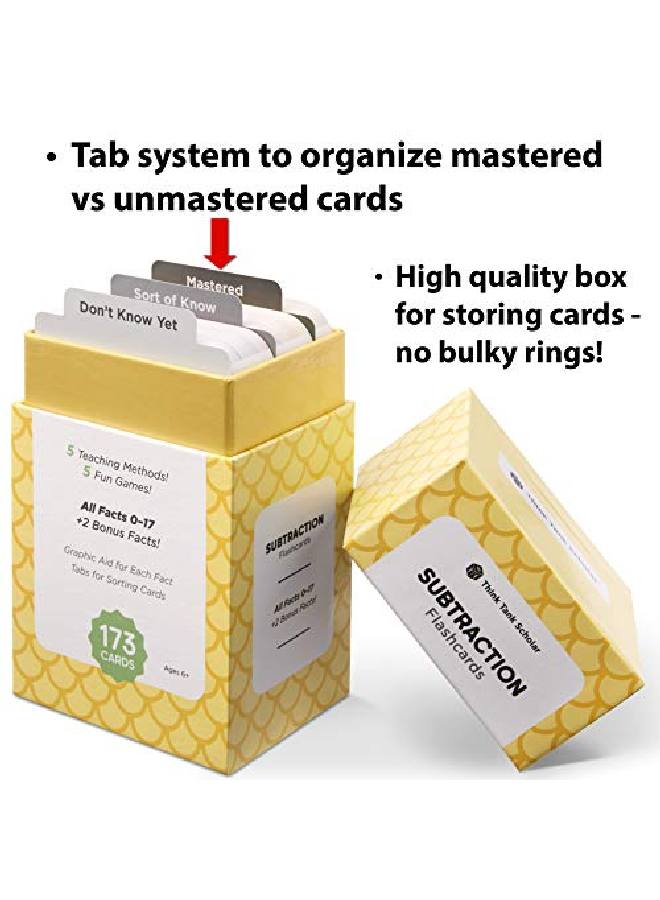 Think Tank Scholar 173 Subtraction Flash Cards Set (Award Winning) All Facts 017 Answer On Back, For Kids In Kindergarten, 1St, 2Nd, 3Rd, 4Th Grade Class Or Homeschool Learn Math Manipulatives  - Image 4
