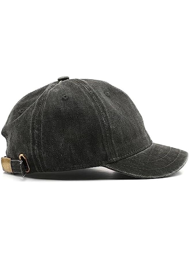 Short Brim Vintage Baseball Cap Adjustable Unstructured Washed Distressed Cotton Blank Dad Hat for Men & Women - Image 1