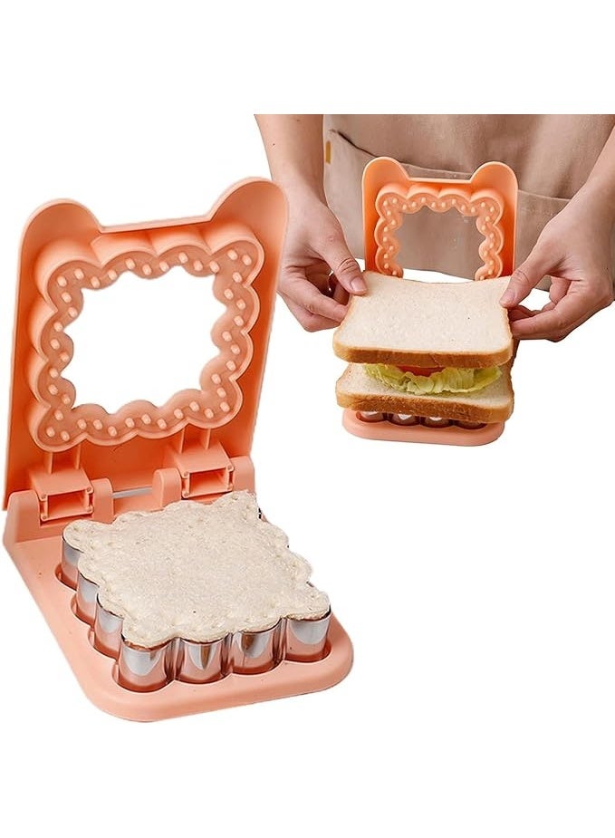 2 in 1 Sandwich Cutter and Sandwich Sealer, Sandwich and Bread Cutter for School, Picnic, Camping, Pancake Making, Kitchen Tools, Cookie and Sandwich Cutter (Orange, Bubble) - Image 2