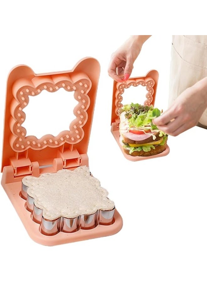 2 in 1 Sandwich Cutter and Sandwich Sealer, Sandwich and Bread Cutter for School, Picnic, Camping, Pancake Making, Kitchen Tools, Cookie and Sandwich Cutter (Orange, Bubble) - Image 3