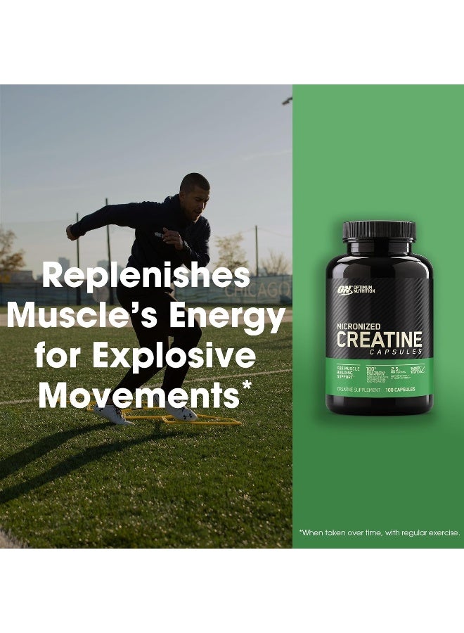 أوبتيموم نيوتريشن Nutrition Micronized Creatine Monohydrate Capsules, Keto Friendly, 2500mg, 100 Capsules - Image 3