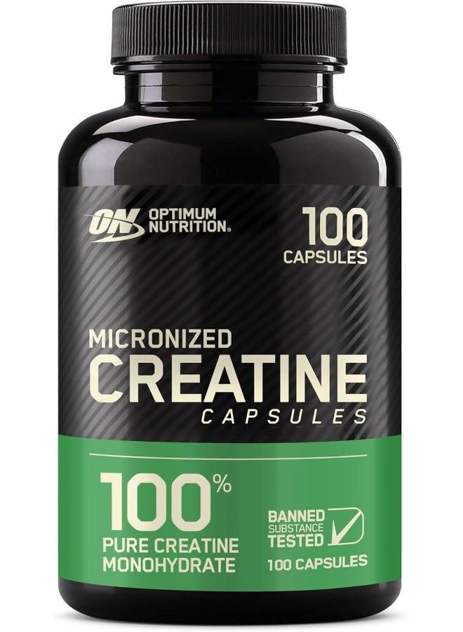 أوبتيموم نيوتريشن Nutrition Micronized Creatine Monohydrate Capsules, Keto Friendly, 2500mg, 100 Capsules - Image 1