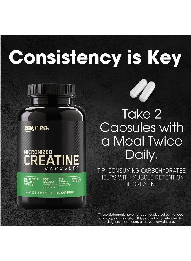 أوبتيموم نيوتريشن Nutrition Micronized Creatine Monohydrate Capsules, Keto Friendly, 2500mg, 100 Capsules - Image 5