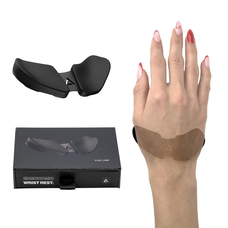 DELTAHUB Carpio 2.0 - Right-Handed Truly Ergonomic Wrist Rest for Mouse, Carpal Tunnel Support, Pain Relief, Anti-Fatigue, Easy Glide, Sleek, Office, Computer, Laptop, Gaming - Large, Black - Image 1