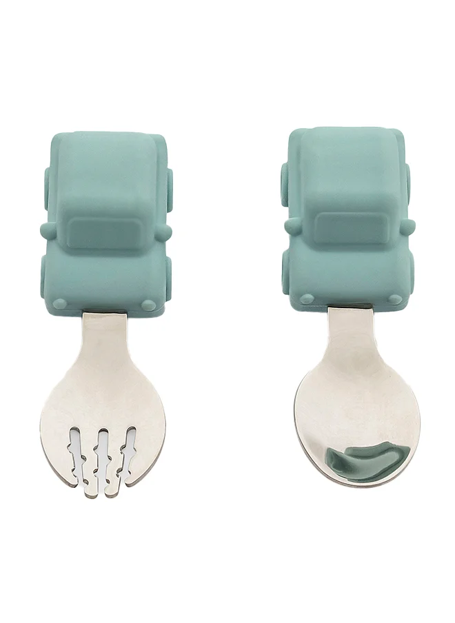 سترون Silicone Training Spoon And Fork Set Perfect Utensils For Your Little Learner Vehicles