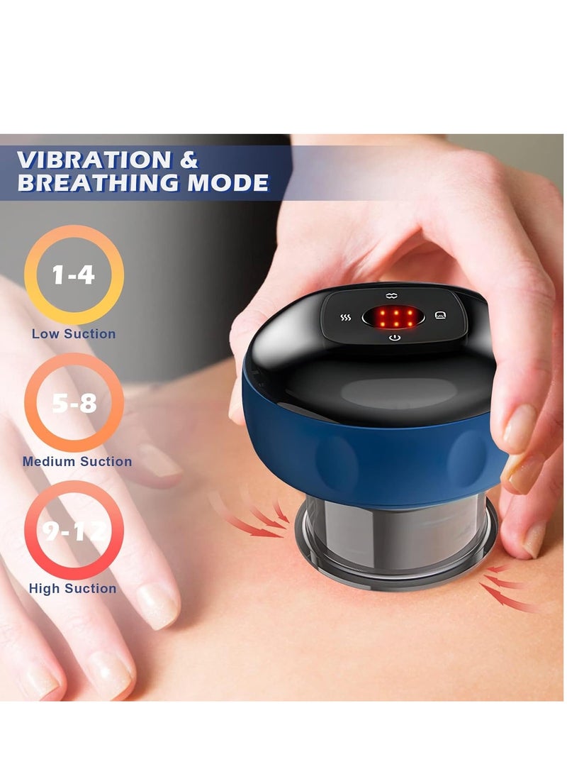 GUDOO جهاز العلاج بالحجامة الكهربائية والفراغية، مجموعة علاج الحجامة وقو شا قابلة للشحن مع 12 وضع تدليك و12 وضع تدفئة، جهاز مساج لتخفيف آلام العضلات - Image 4