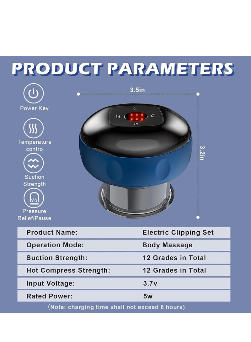GUDOO جهاز العلاج بالحجامة الكهربائية والفراغية، مجموعة علاج الحجامة وقو شا قابلة للشحن مع 12 وضع تدليك و12 وضع تدفئة، جهاز مساج لتخفيف آلام العضلات - Image 5